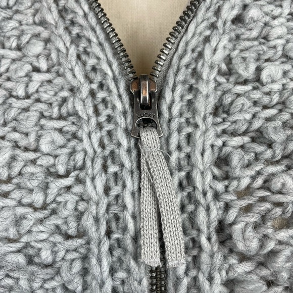 Lucky Brand Grey Chunky Textured Bomber Sweater 1X - Picture 11 of 16